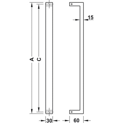 HAFELE Carlo Door 2pc Pull Handles 46.5cm 90303254