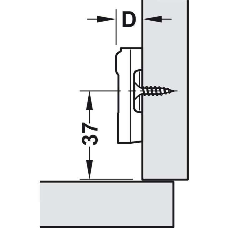 HAFELE Half Overlay Metalla Concealed Hinge With 2 mm Mounting Plate 31190621
