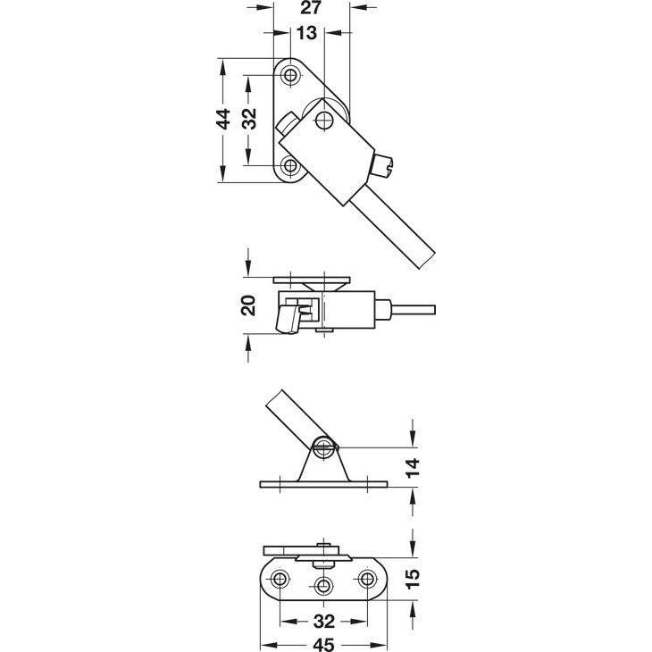 HAFELE Cabinet Lid Arm Brake Flap 220mm with Clamping Block And Screw-on Strap 2pc Left Right Set 36586740