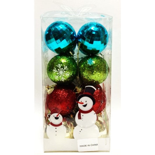 5cm Mix Colour Christmas Balls 16pc In Snowman Box