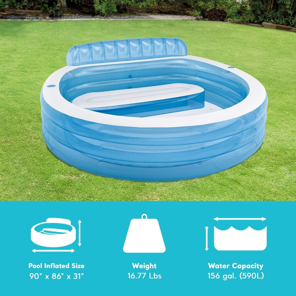 INTEX Swim Center Round Inflatable Family Lounge Pool, 57190