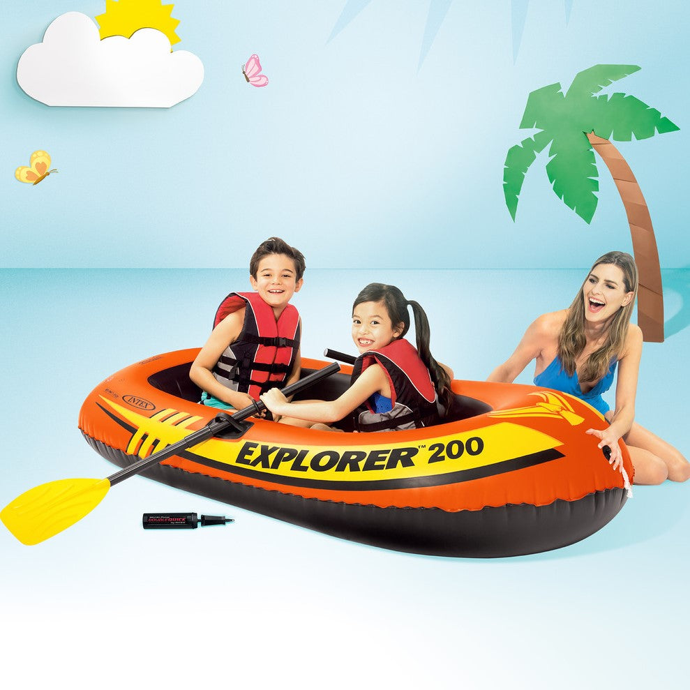 INTEX Explorer 200 Inflatable 2-Person Boat Set, 58331 | Beach Boats
