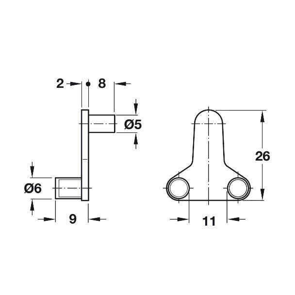HAFELE Glass Shelf Supports, Drill 5mm 28223716