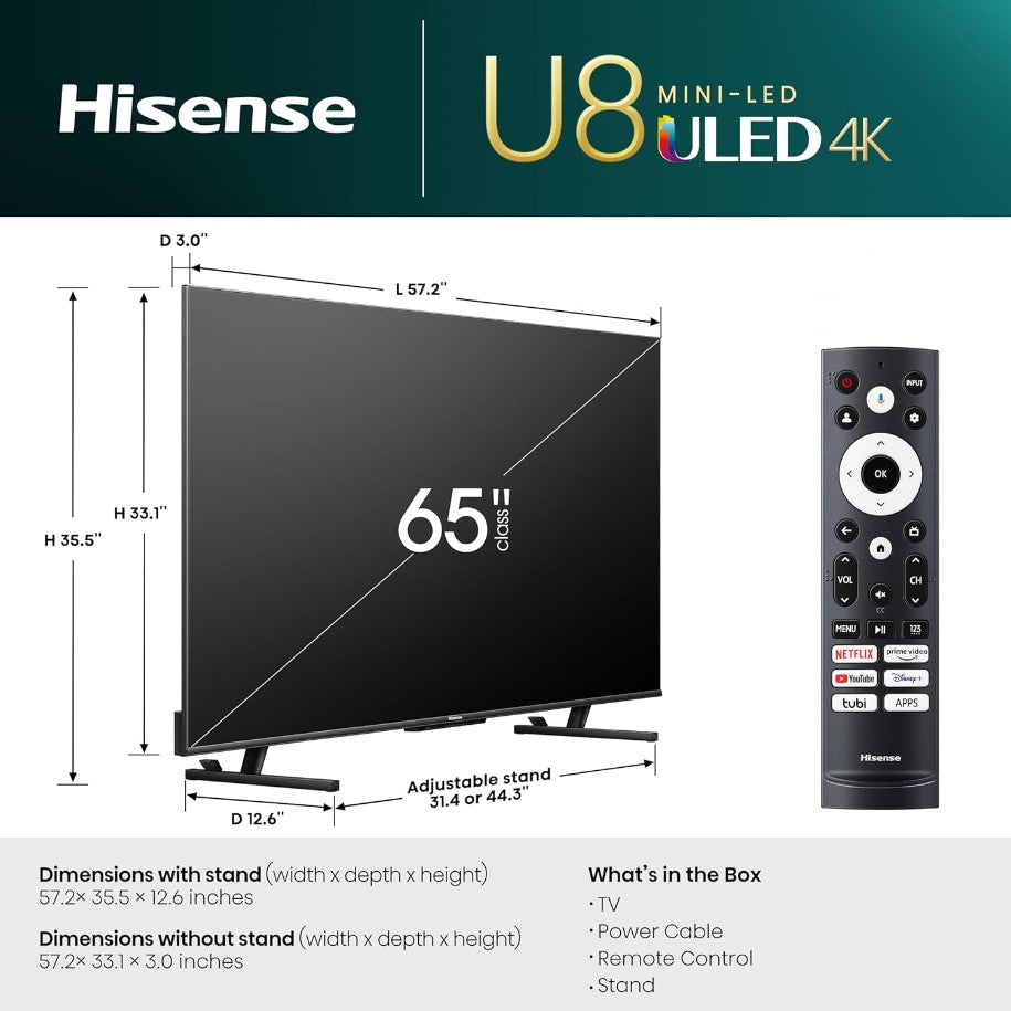 HISENSE 65 inch Mini-LED Smart UHD 4K TV 65U8K | TV in Dar Tanzania