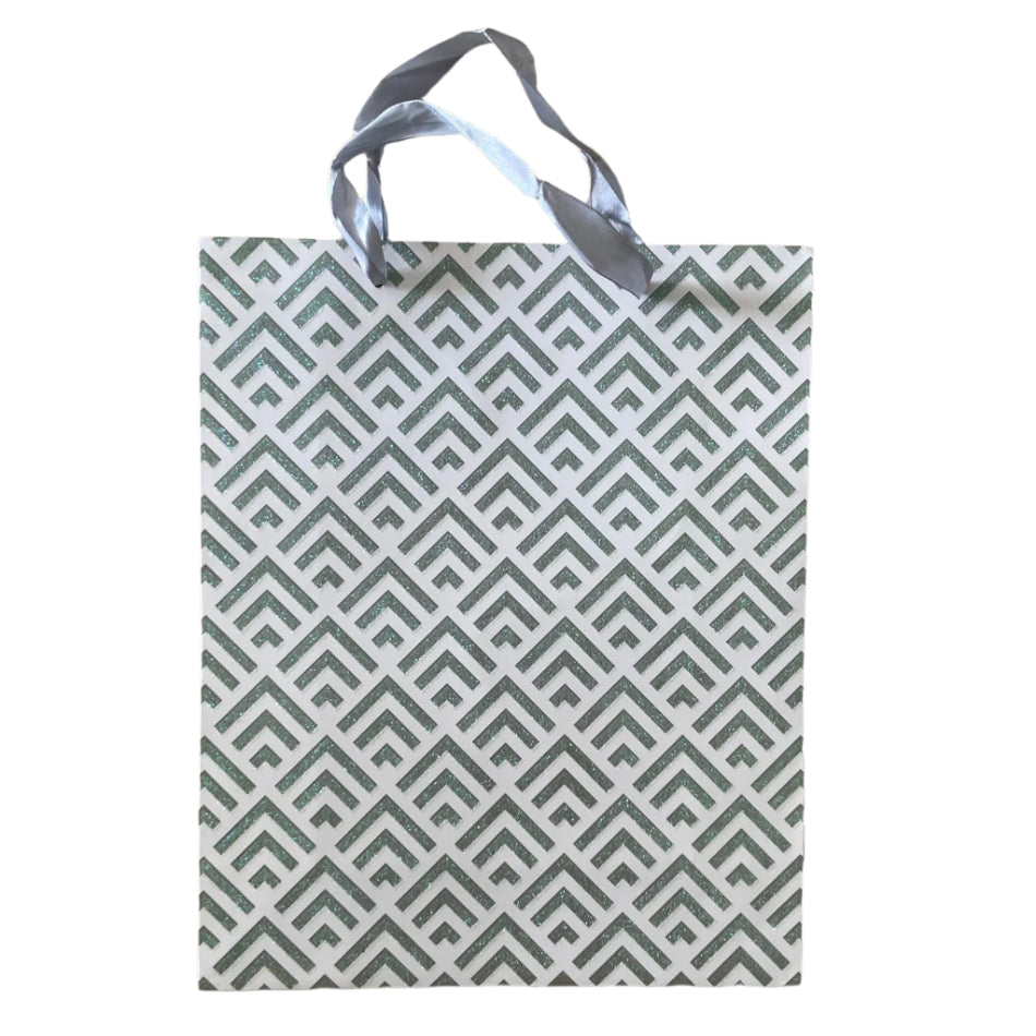 Chevrons White Glitter Gift Bag A4 | Gift bags in Dar Tanzania