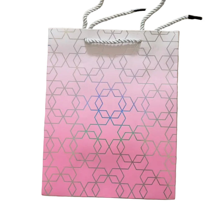 Pink With Silver Geometric Shapes Design Gift Bag, A5