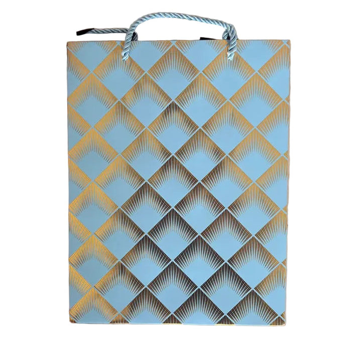 A4 Blue With Gold Foil Spiked Squares Design Gift Bag