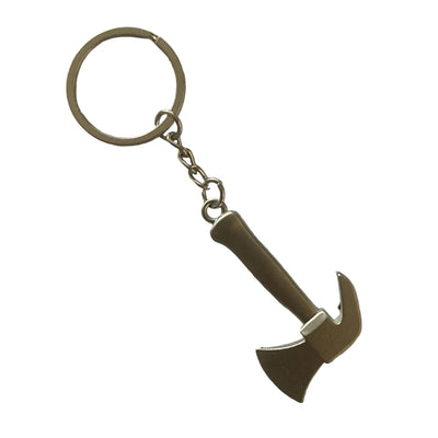 Metal keychain with axe design