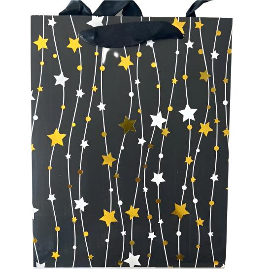 Black With Foil Star Tinsel Gift Bag A5 | Gift Bags in Dar Tanzania