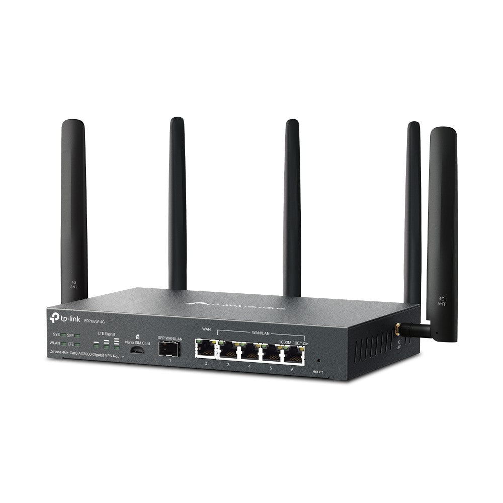 TP-LINK Omada 4G+ Cat6 AX3000 Gigabit VPN Router, ER706W-4G | Tanzania