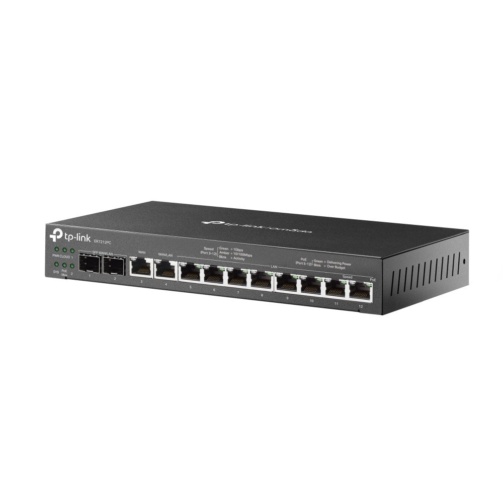 TP-LINK Omada 3-in-1 Gigabit VPN Gateway, 8 PoE+, 4 WAN Ports ER7212PC