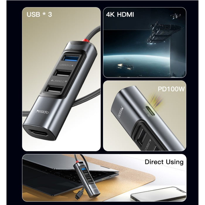 Yesido HB22, 5 in 1 USB-C, HDMI, USB-A Hub USB Adapter in Dar Tanzania