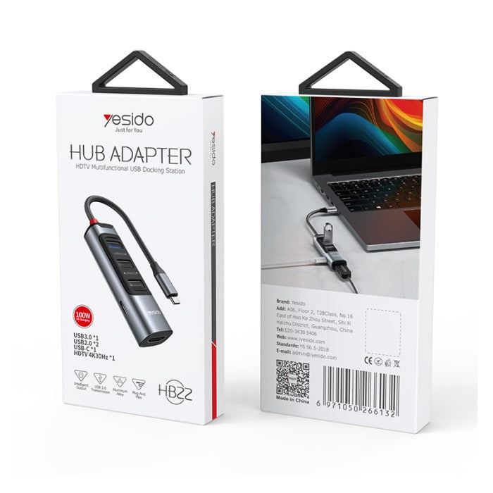 Yesido HB22, 5 in 1 USB-C, HDMI, USB-A Hub USB Adapter in Dar Tanzania