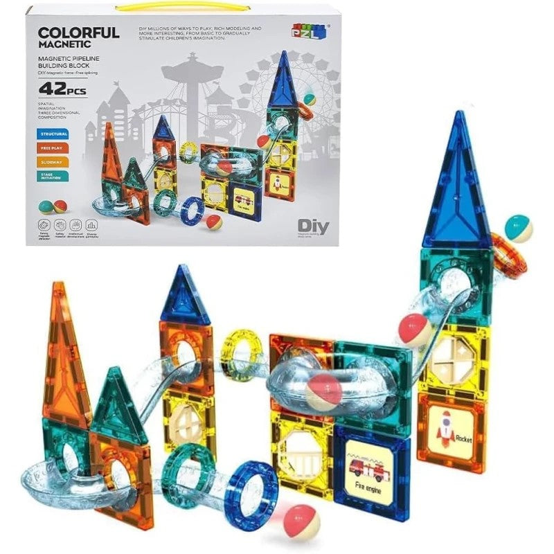 42pc Colorful Magnetic Pipeline 3D Building Blocks Set | Tanzania