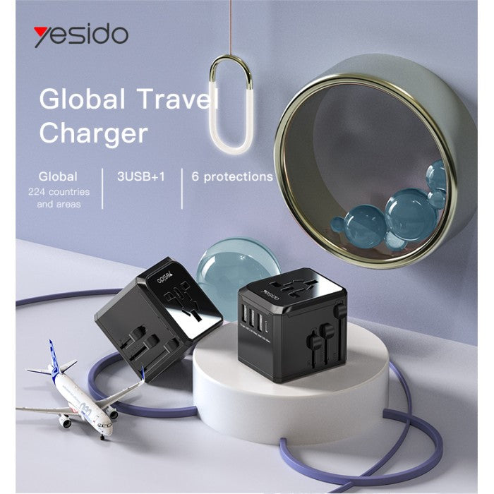 YESIDO MC10 Universal Travel Adaptor, Type-C, USB-A
