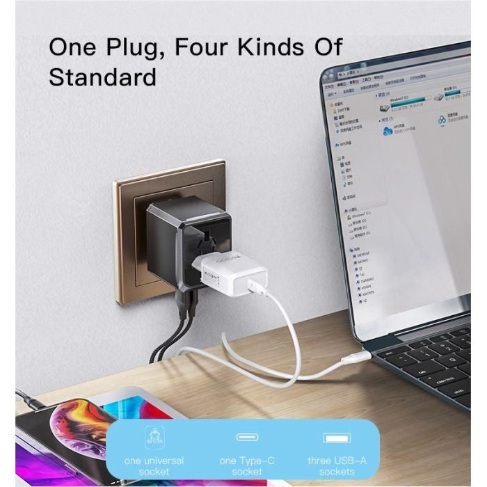 YESIDO MC10 Universal Travel Adaptor, Type-C, USB-A
