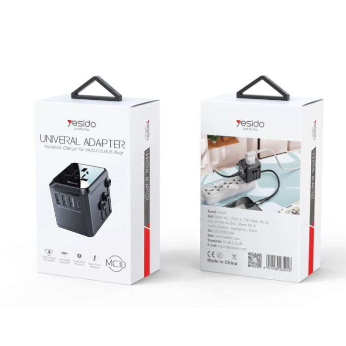 YESIDO MC10 Universal Travel Adaptor, Type-C, USB-A