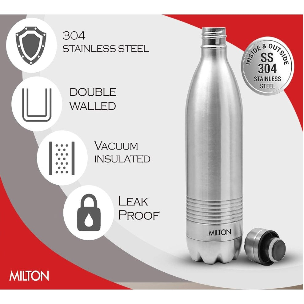 MILTON Duo DLX1000 Silver Gold ThermoSteel Insulated Bottle 750ml