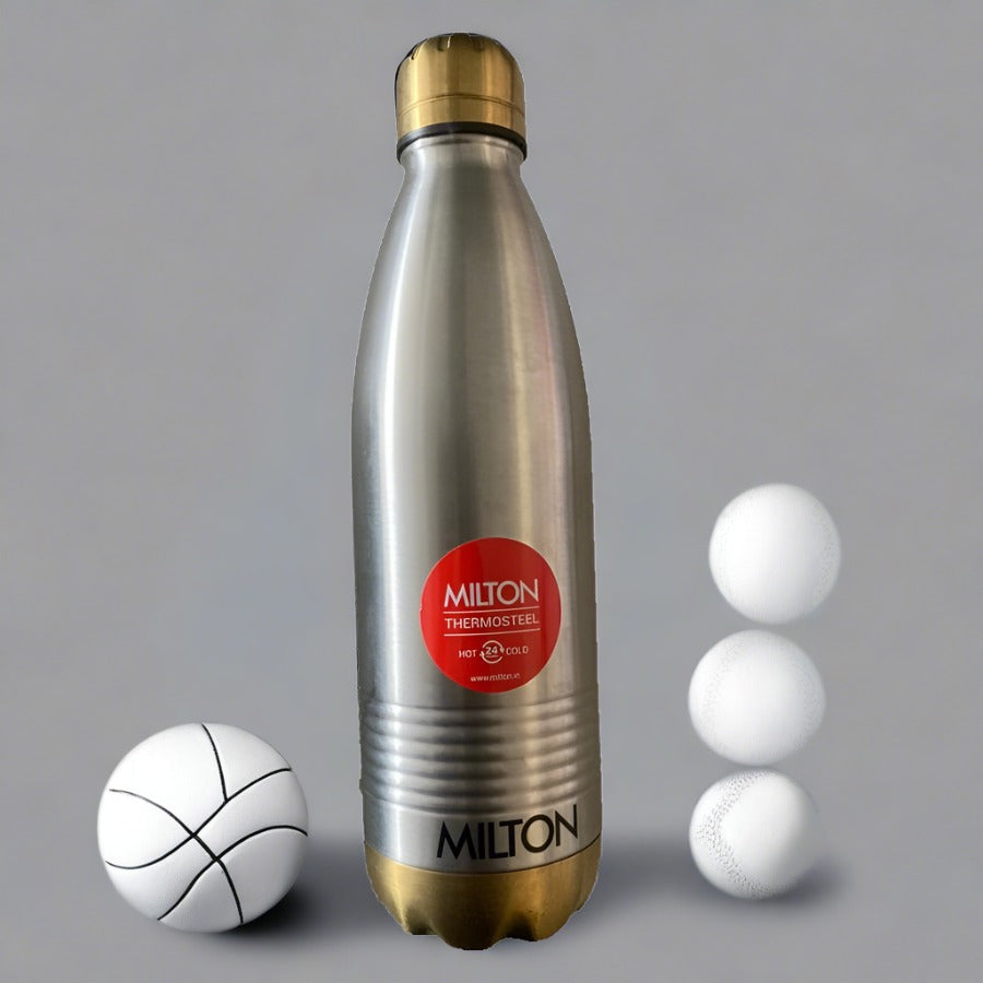 MILTON Duo DLX1000 Silver Gold ThermoSteel Insulated Bottle 750ml