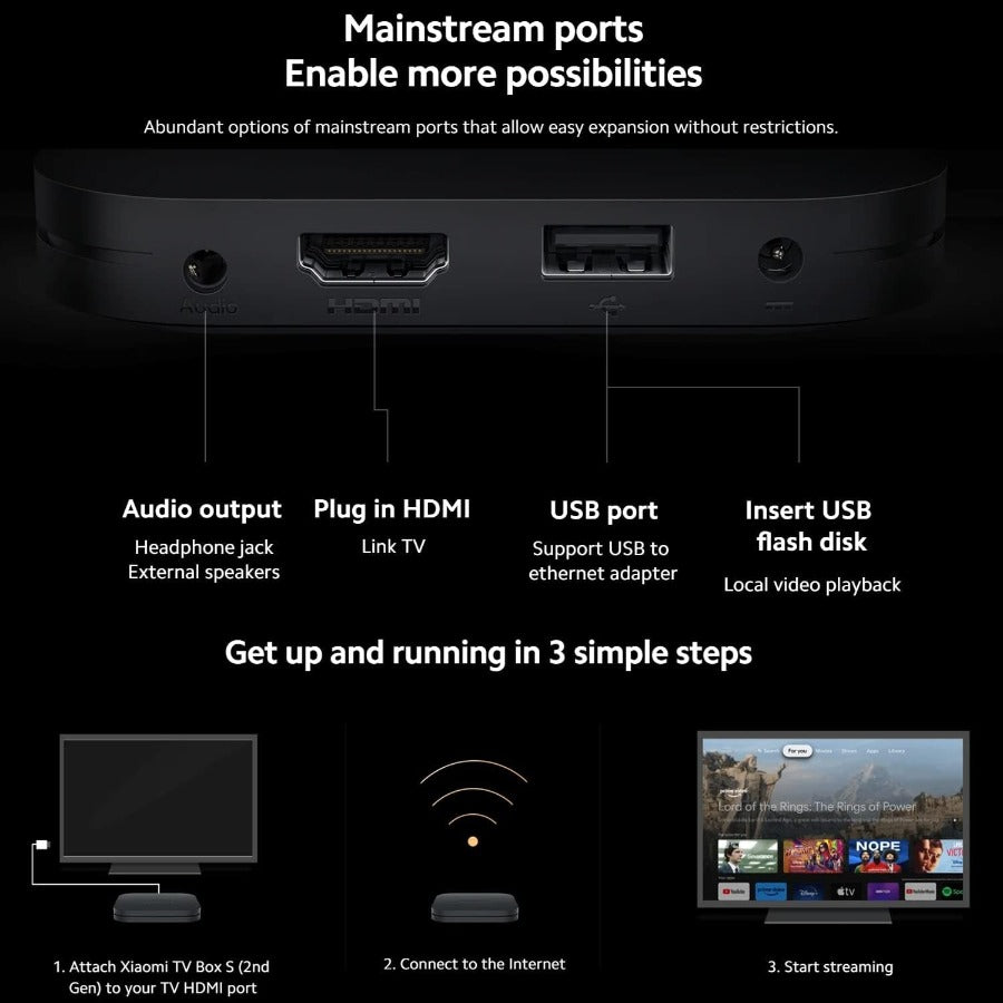 Xiaomi Mi 4K Ultra-HD TV Box S | Tv Box Adapter in Tanzania
