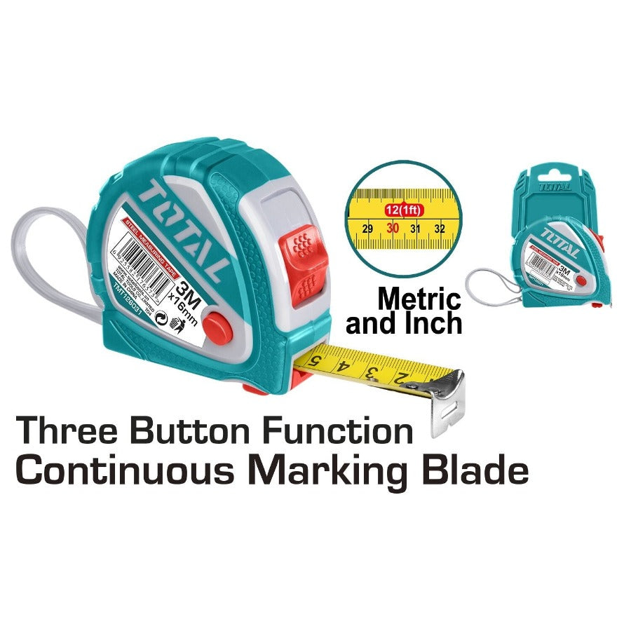 TOTAL 3m, 3 stop, Steel Measure Tape | Measuring tape in Dar Tanzania