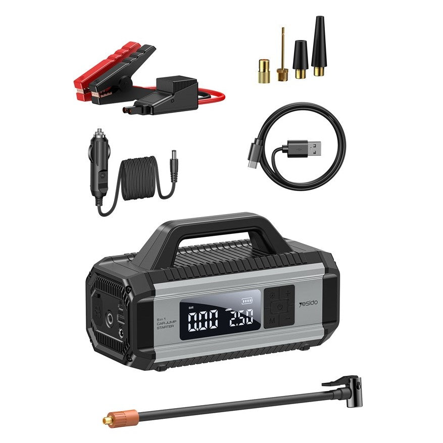 YESIDO 5 in 1 Car Jump Starter, Tire Inflator Pump, Power Bank VC13