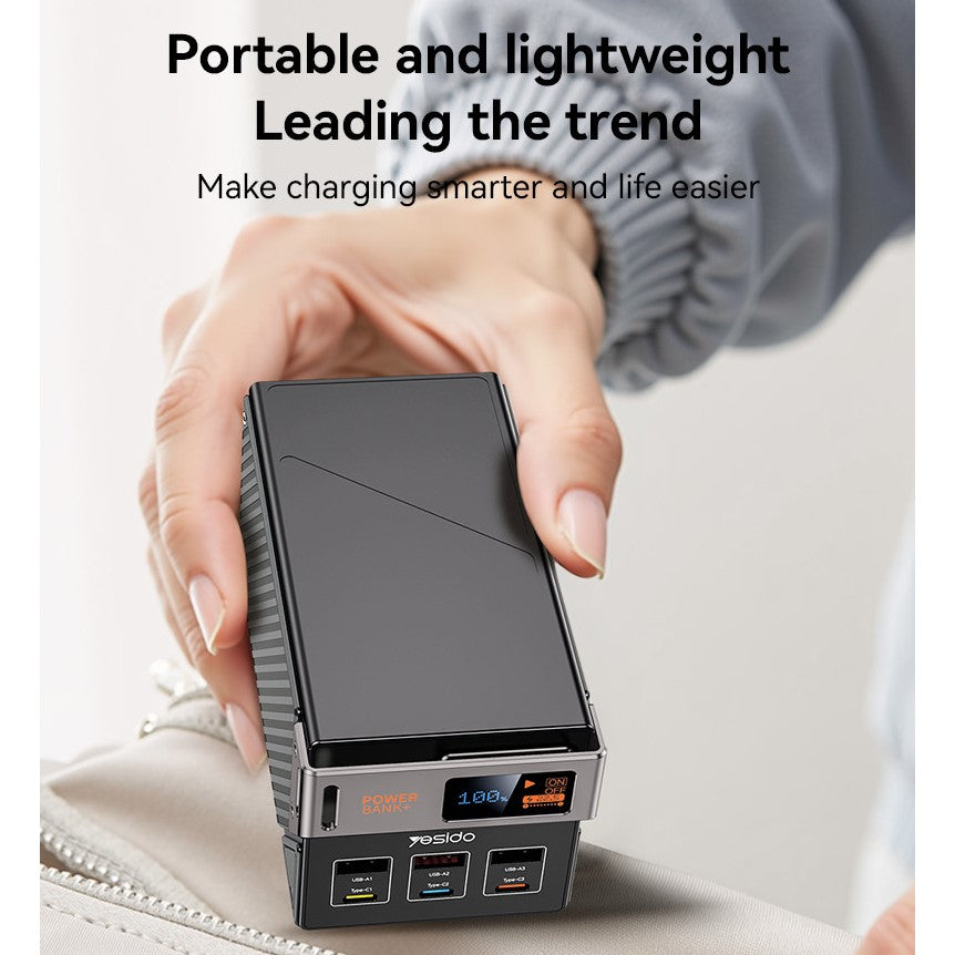 YESIDO 50,000mAh, 20W PD, 18W QC, 6-Ports Power Bank YP63