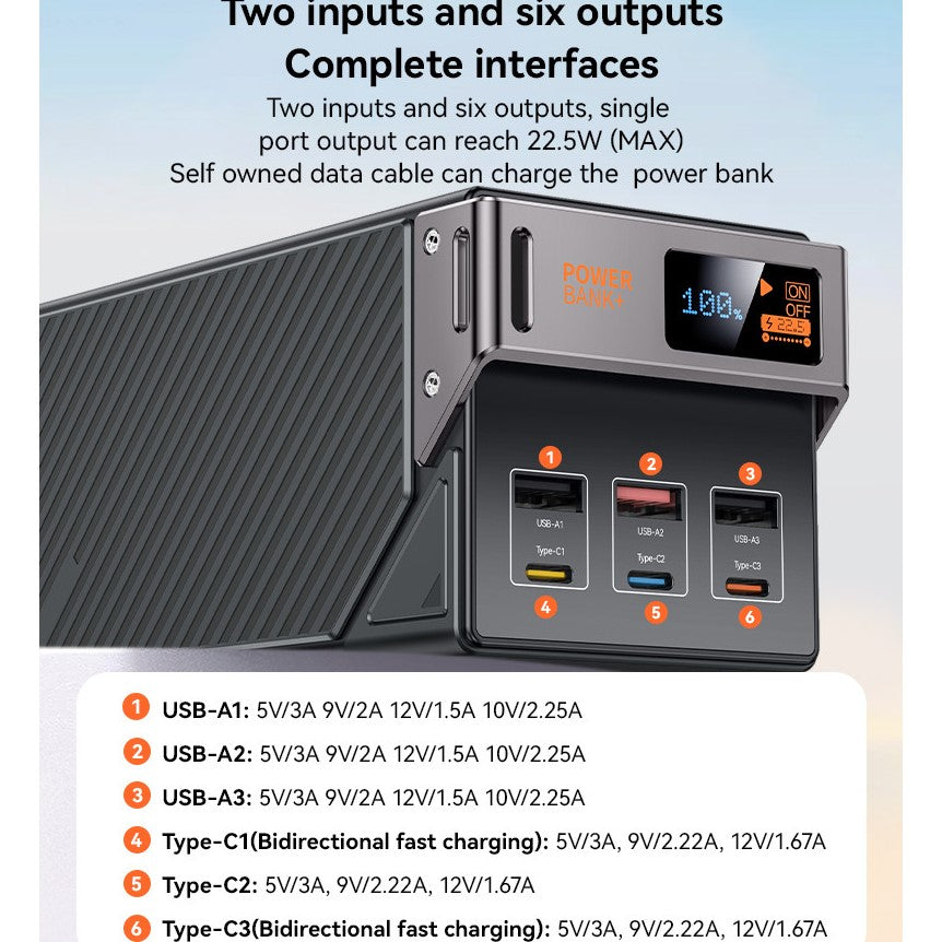 YESIDO 50,000mAh, 20W PD, 18W QC, 6-Ports Power Bank YP63