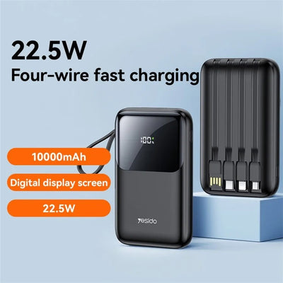 YESIDO 10000mAh, 4 in-built Cables, Power Bank YP71 | Tanzania