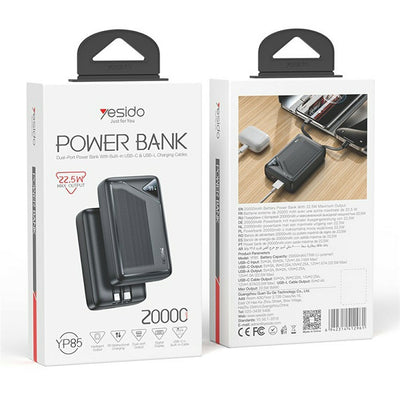 YESIDO, 20000mAh, 22.5W FC, Power Bank YP85 | Powerbank in Tanzania