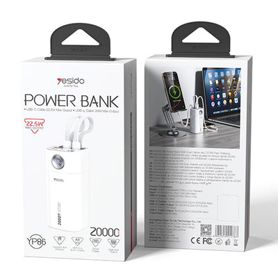 YESIDO, 20000mAh, 22.5W PD, Power Bank YP86 | Powerbank in Tanzania