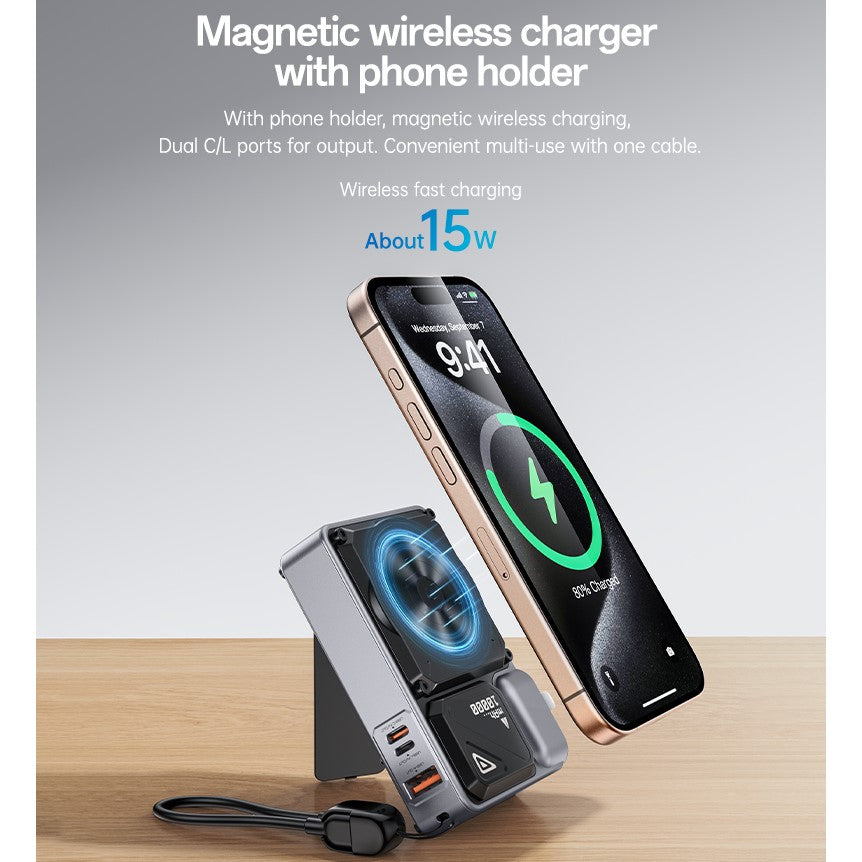 YESIDO, 10000mAh, 22.5W PD, USB and Wireless Power Bank YP89