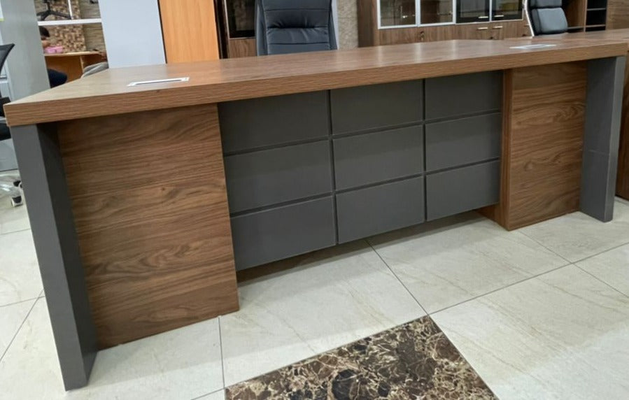 TRIX 240x100 Walnut Executive Desk with Side Cabinet | Office desks