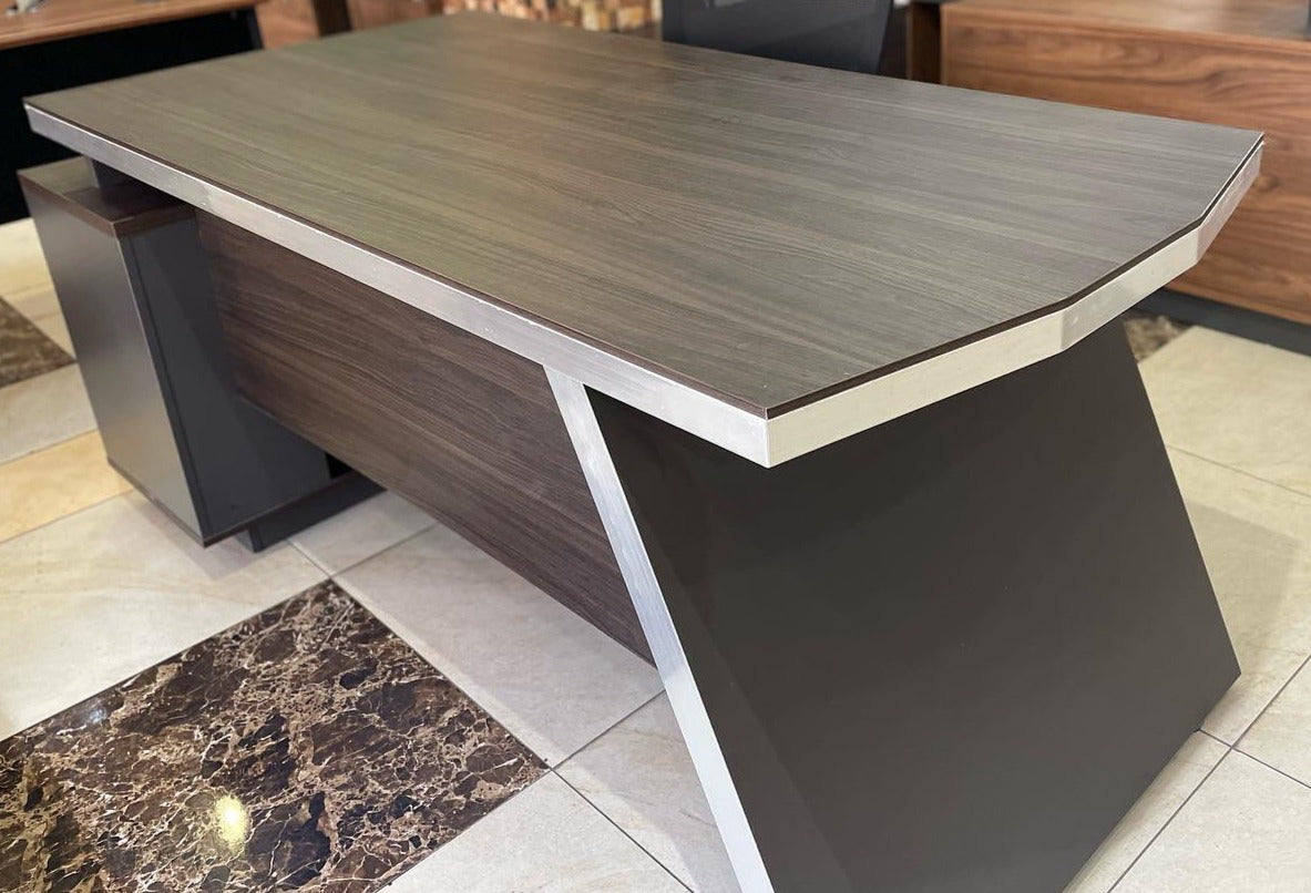 TRIX 160x80x76cm Redwood Melamine Executive Desk With Side Cabinet