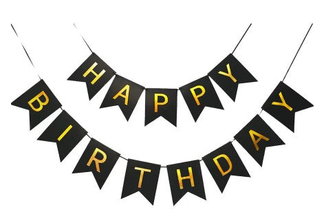 Creative Black With Gold Foil Happy Birthday Banner in Dar Tanzania