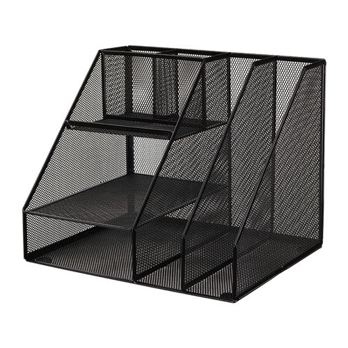 DELI Metal Mesh Multifunction Magazine Rack & Stationery Compartments 