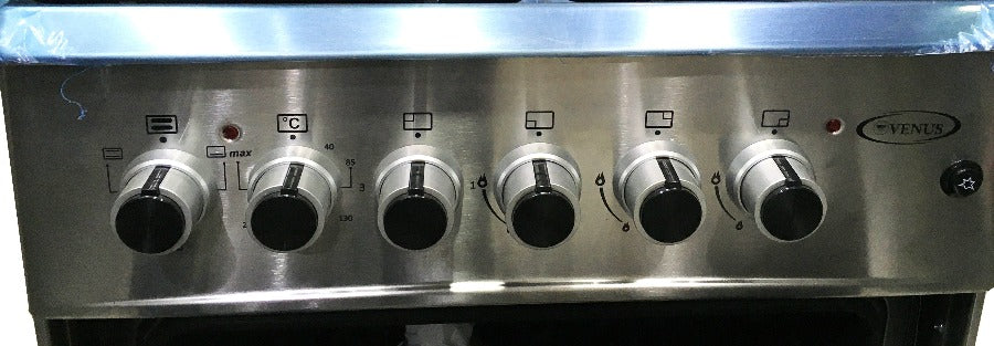 Venus vc6631 58x58cm Oven 3 Gas Burners 1 Electric Plate Cooker