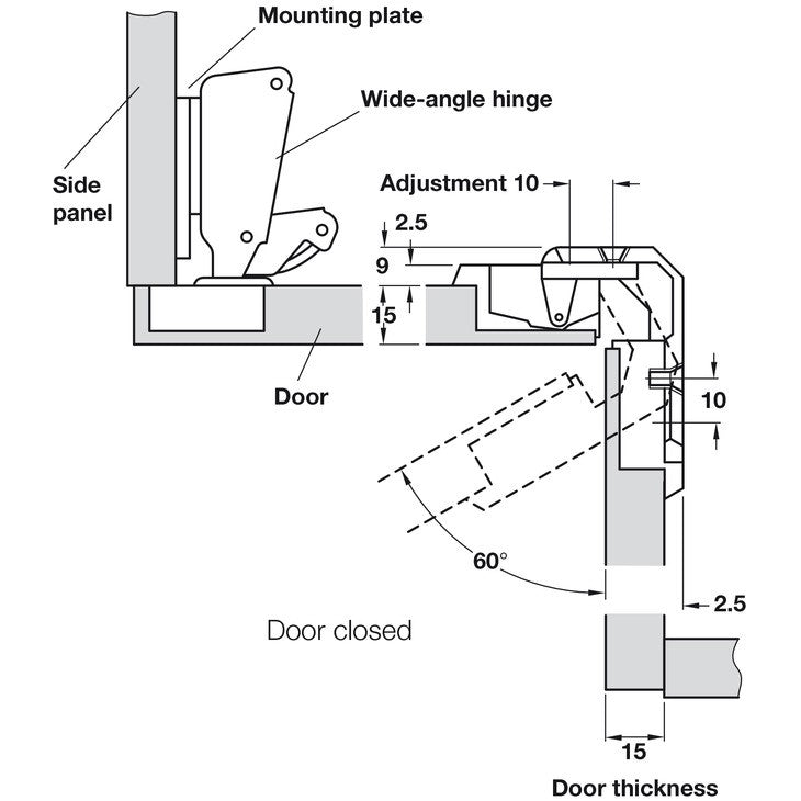 HAFELE Opening Angle Folding Door Hinge 150D 3439700