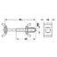 Technical drawing of a mechanical component with dimensions