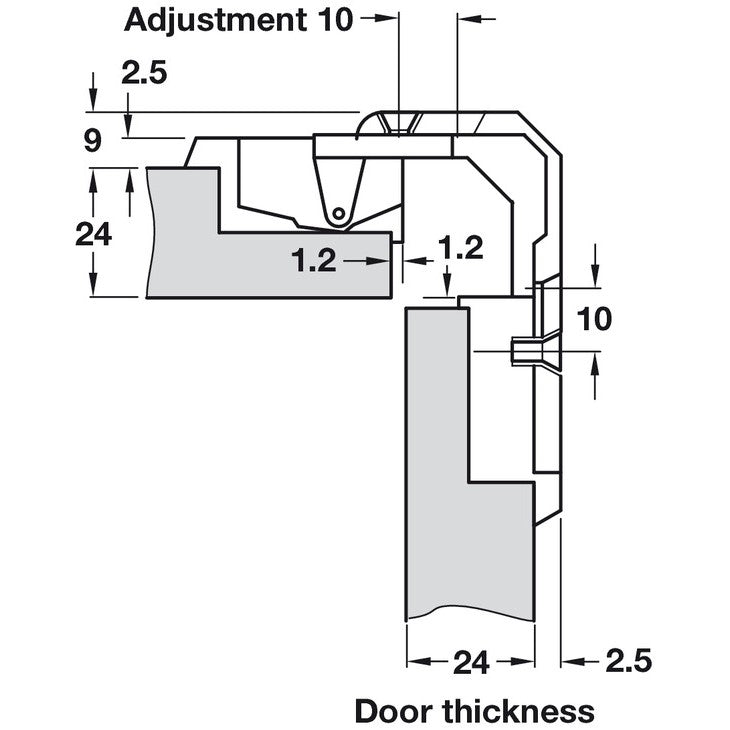 HAFELE Opening Angle Folding Door Hinge 150D 3439700
