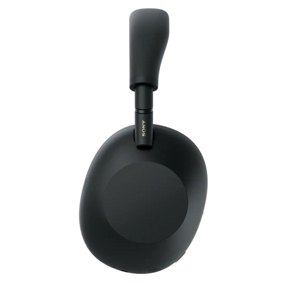 Black Sony headphones on a white background
