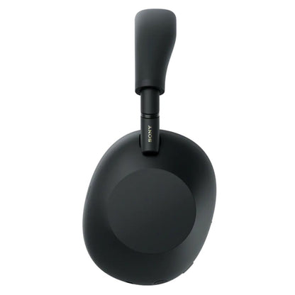 Black Sony headphones on a white background