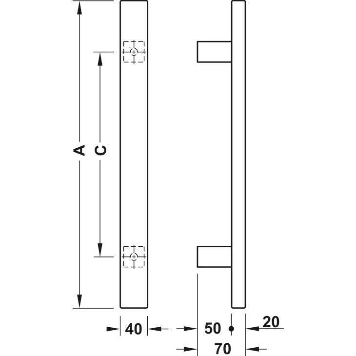 HAFELE Claudio Door 2pc Pull Handles 45cm 90303453