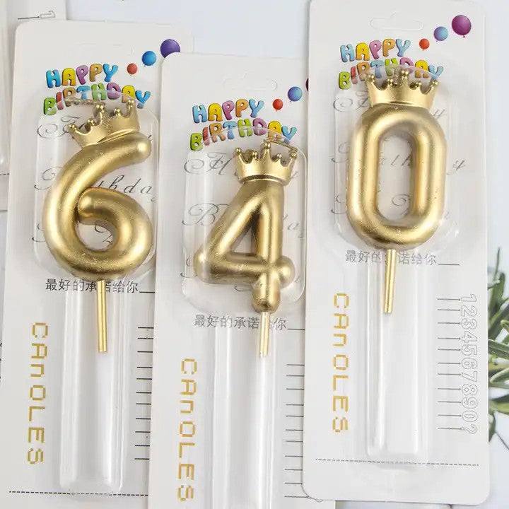 Metallic Number Candles With Crown | Candles in Dar Tanzania