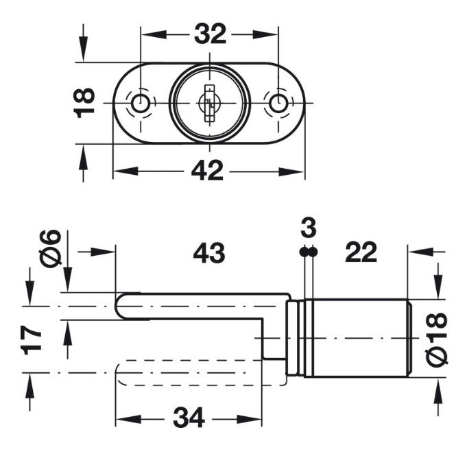 HAFELE Center Locking Rotary Furniture Lock 23499600