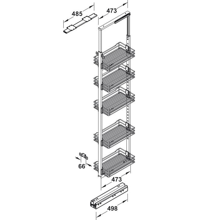 HAFELE Cabinet Internal Large Pull Out 5 Baskets Wired Shelf 54680213