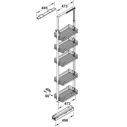 HAFELE Cabinet Internal Large Pull Out 5 Baskets Wired Shelf 54680213