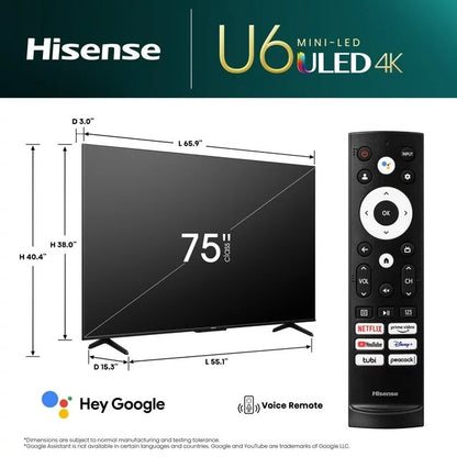 HISENSE 75 Inch QLED Smart UHD 4K TV 75U6K | Smart TV in Dar Tanzania