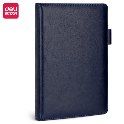 DELI PU Black Leather A5, 180 Sheets Executive Notebook 22298