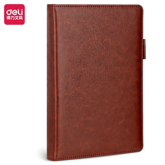 DELI PU Brown Leather A5, 180 Sheets Executive Notebook 22298